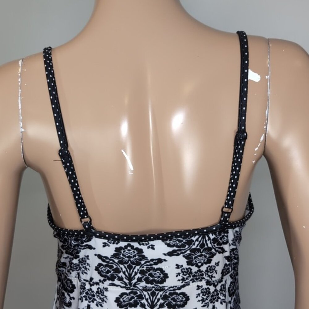 💠Laura Ashley Sleepwear Set Womens Size Large Black White Damask Robe Dress PJs - Picture 5 of 14